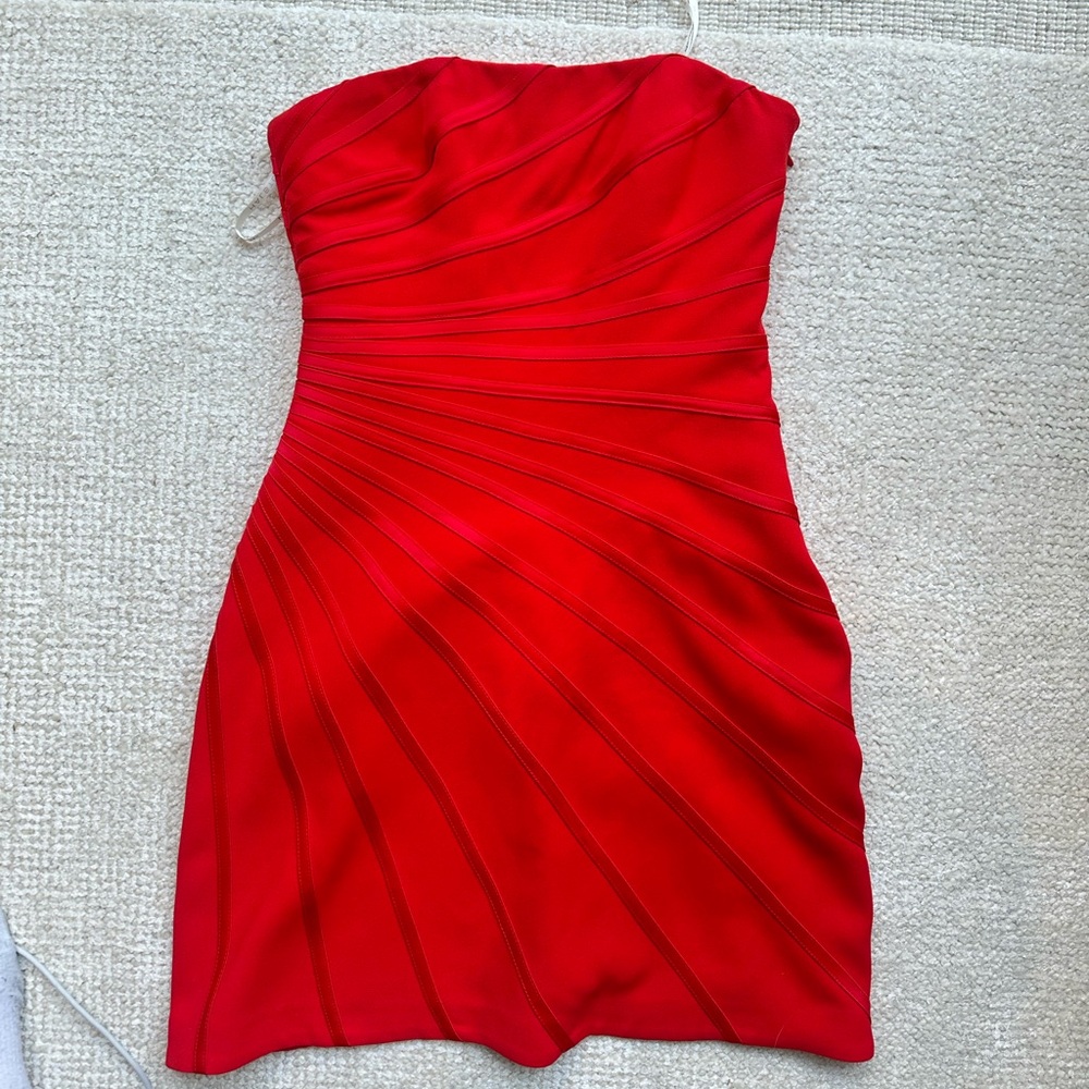 Halston Heritage Red Strapless mini dress